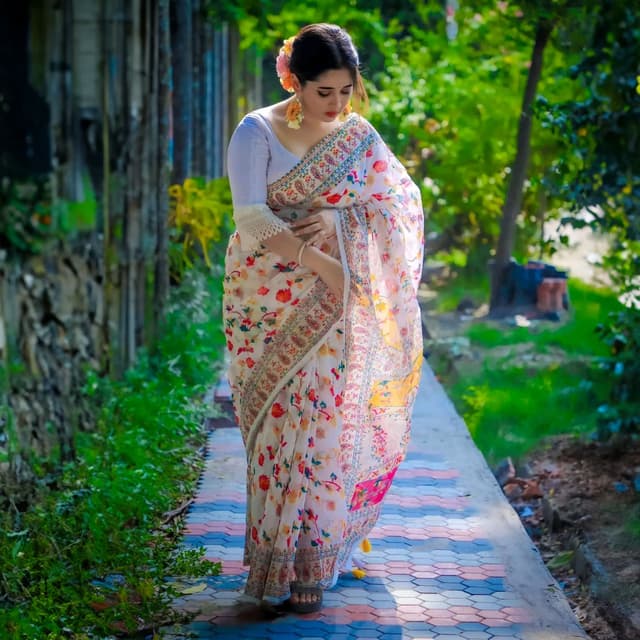 tangail tat trendy afsan print cotton saree comfortable all season wear