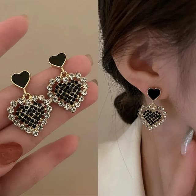earings fashion jewelry sweet and cute peach heart crystal tassel earrings for women elegant glamour valentines day gift